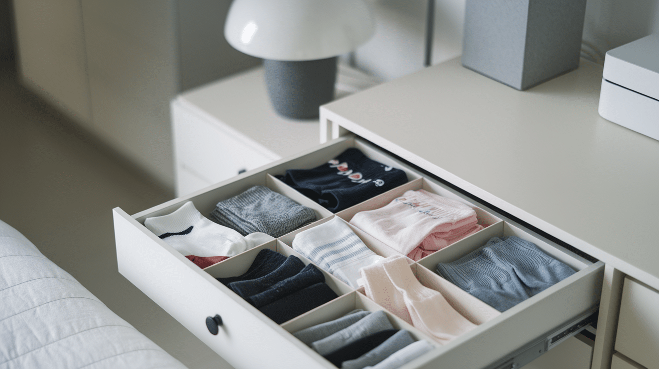 bedroom drawer with compartments for socks and accessories home organization
