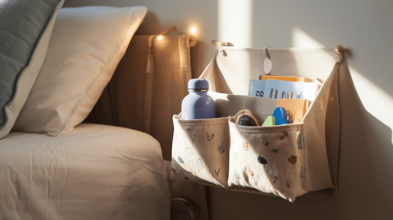 bedside organizer pocket for kids books and essentials home organization