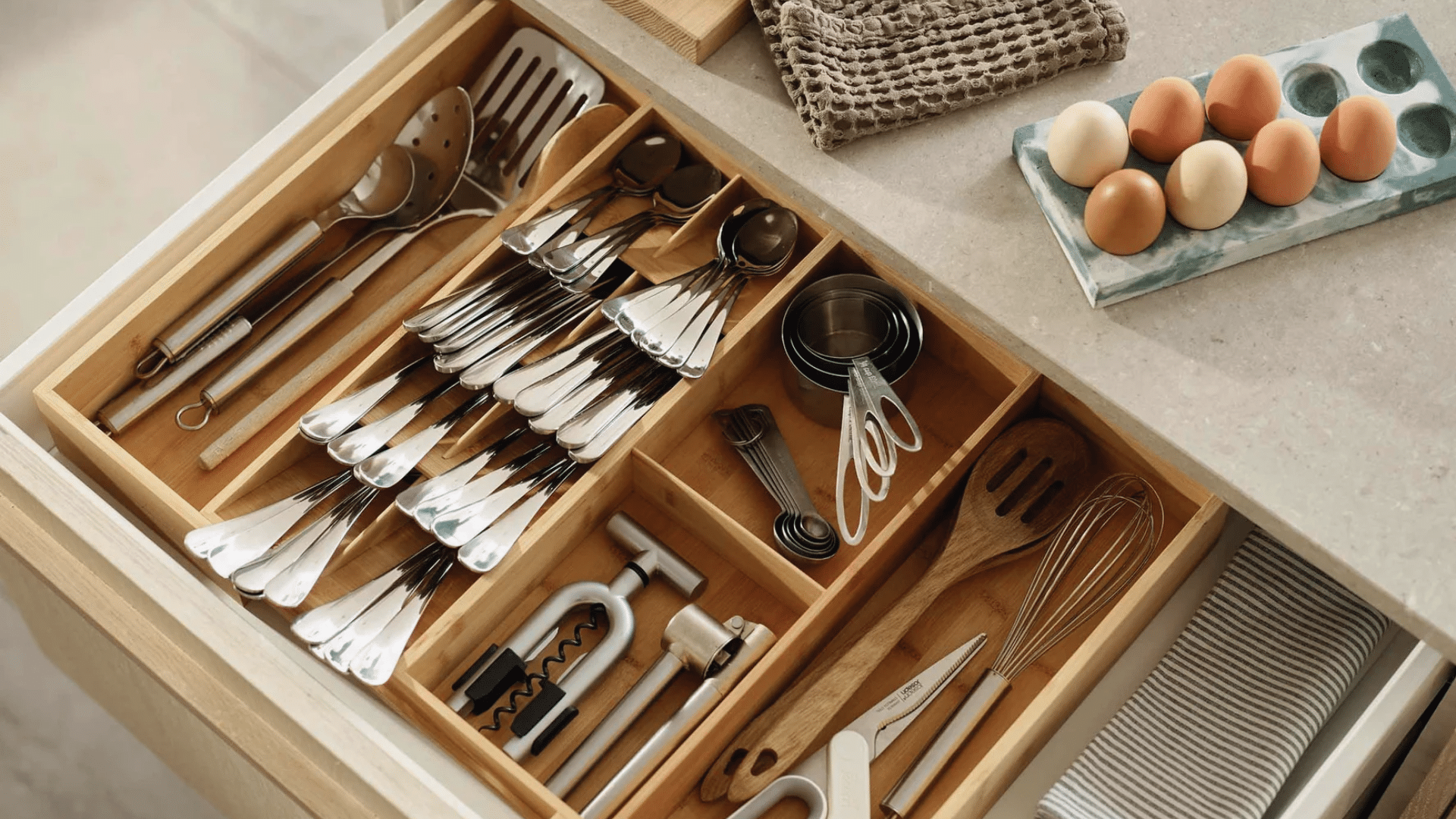 drawer dividers organizing utensils and kitchen tools home organization