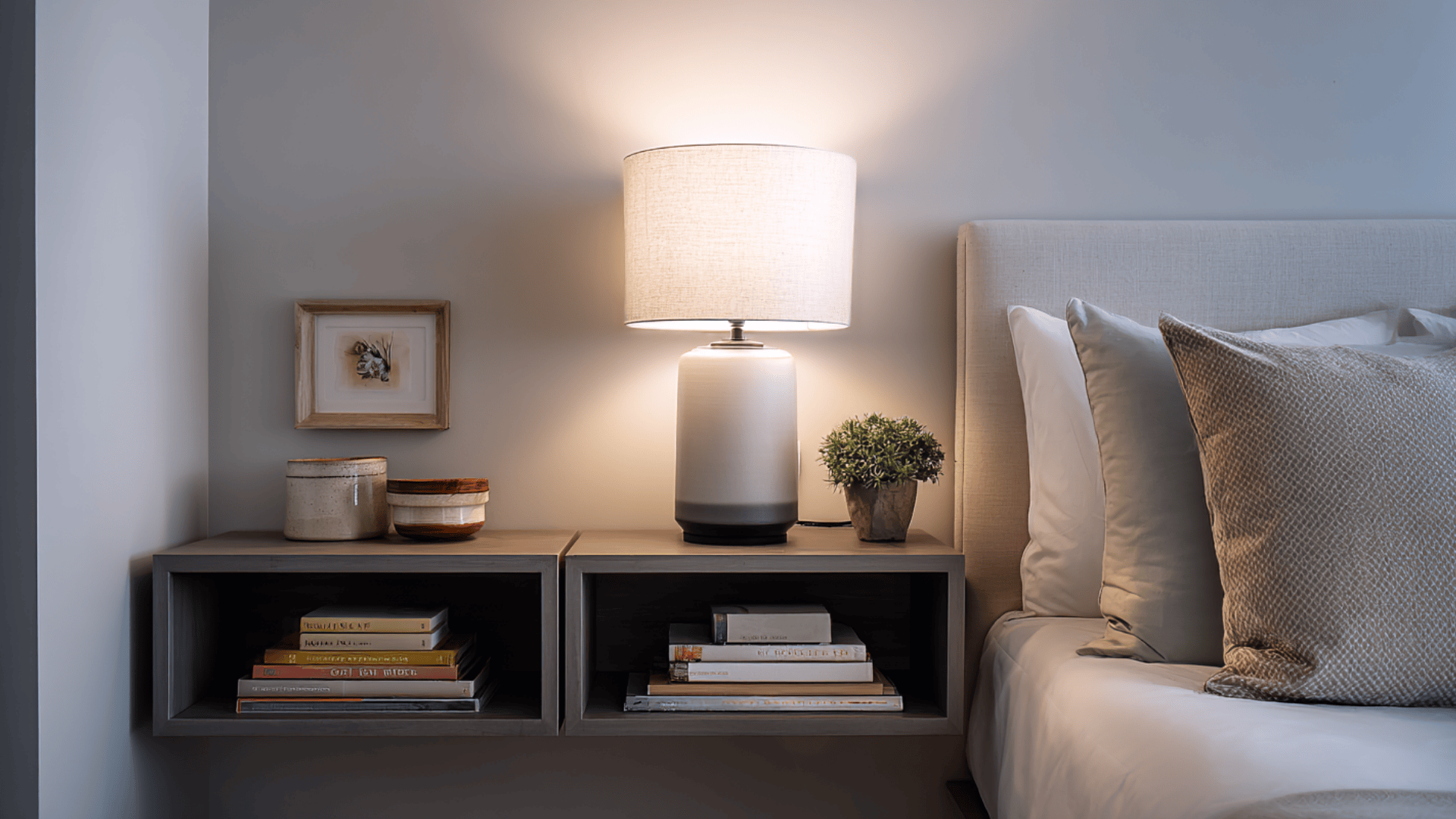 floating nightstands with drawers for studio apartment storage ideas