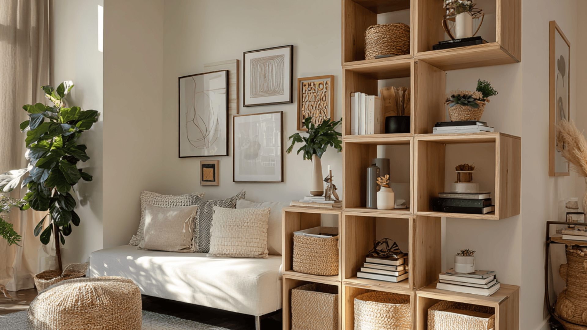 modular cube shelving units for studio apartment storage ideas