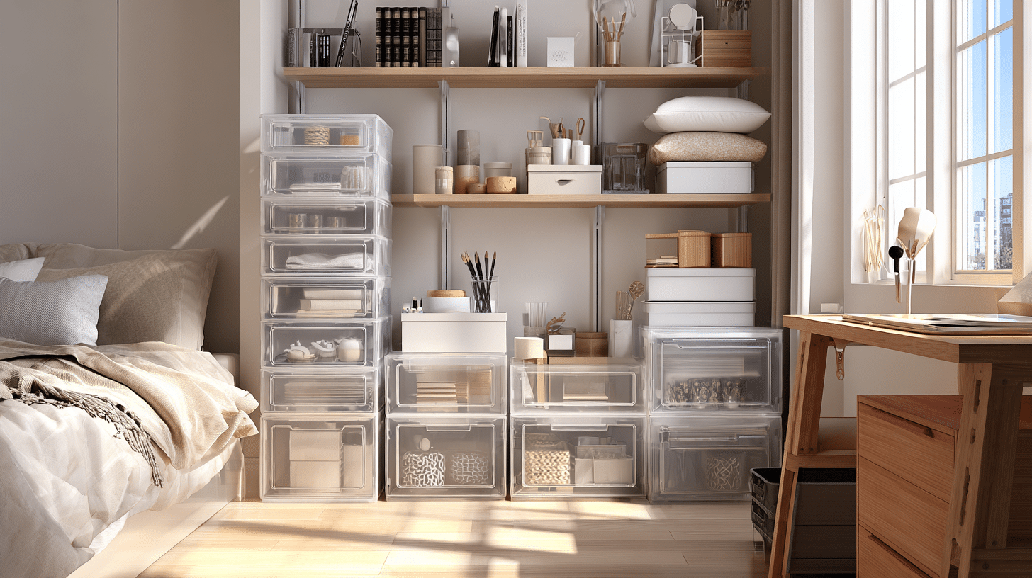 stackable storage bins and boxes