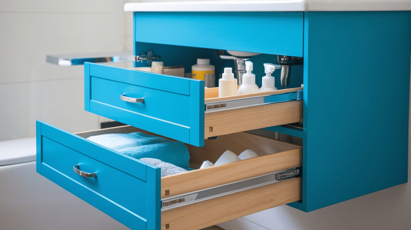 under sink slide out drawers with bathroom supplies home organization