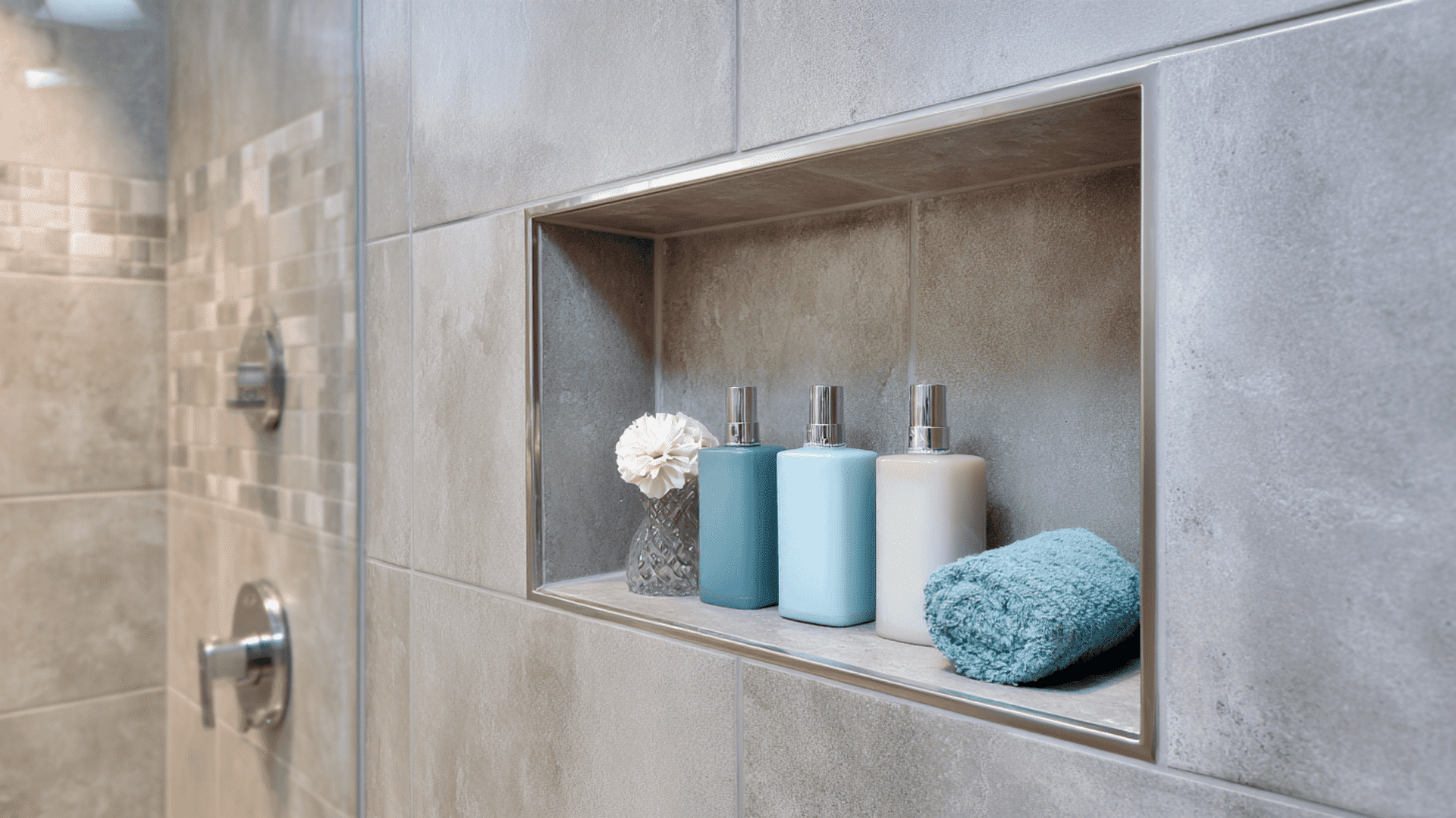 add recessed wall shelves