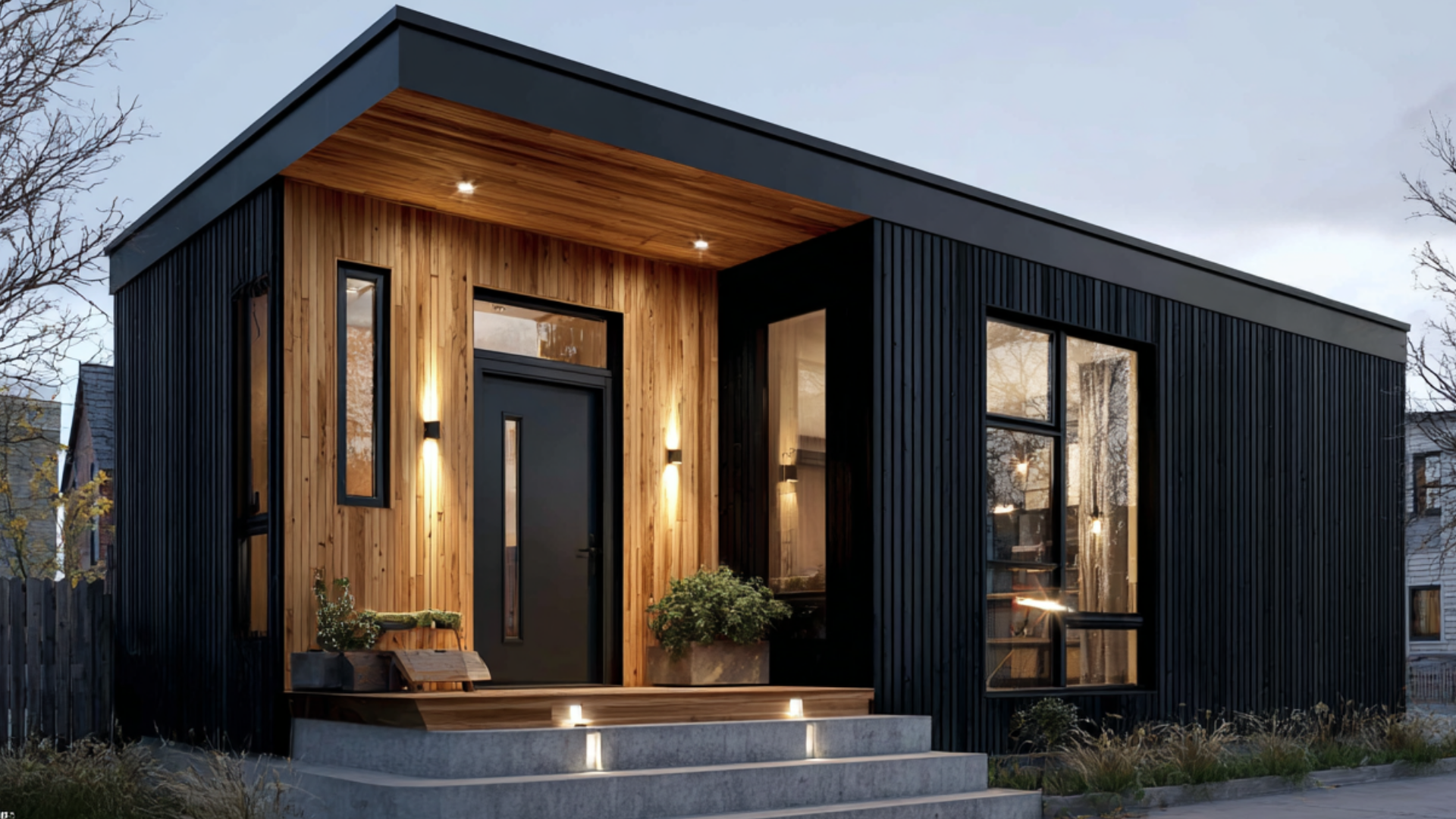 black and wood modern exterior