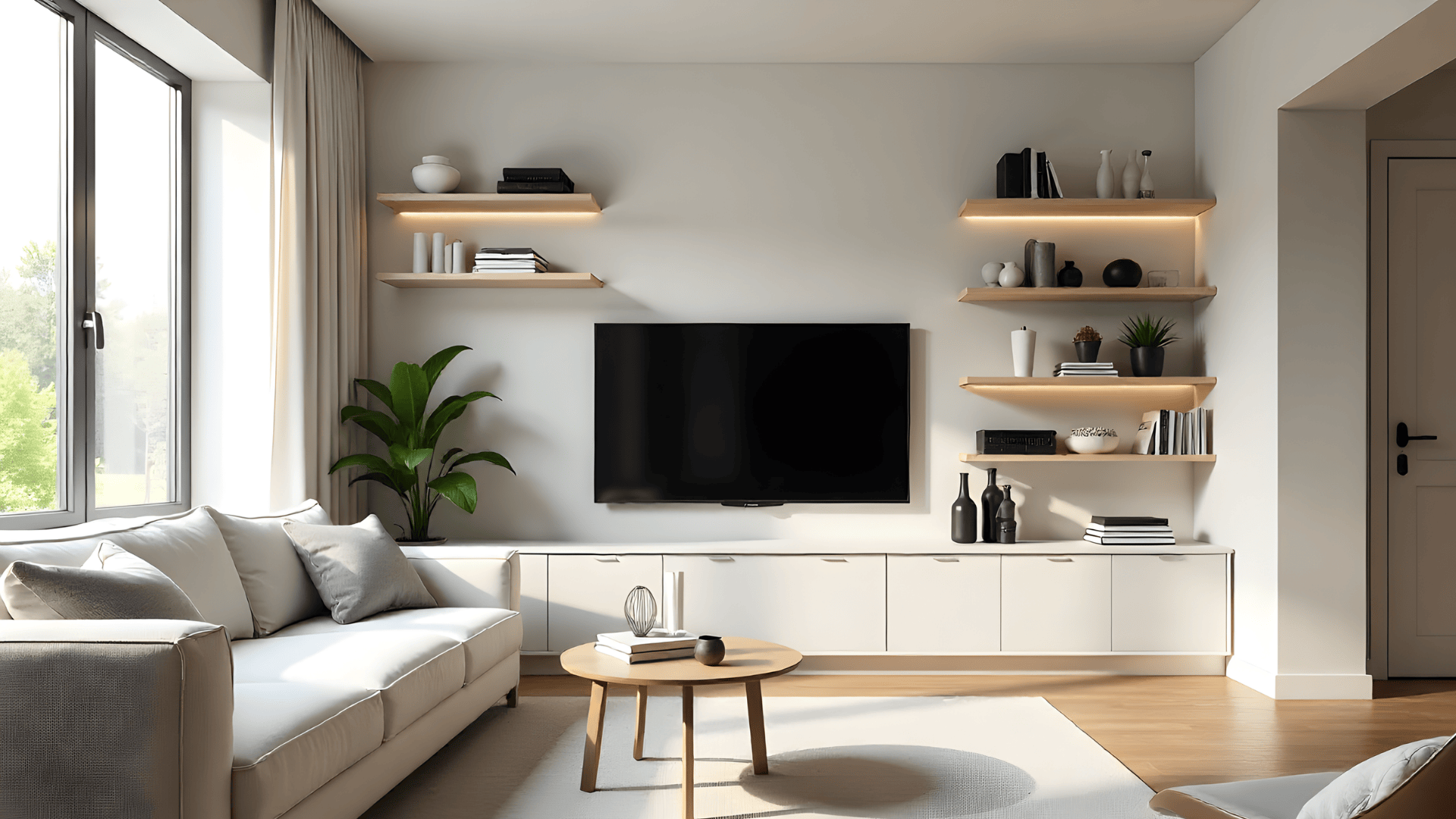 built in storage layout small living room layout