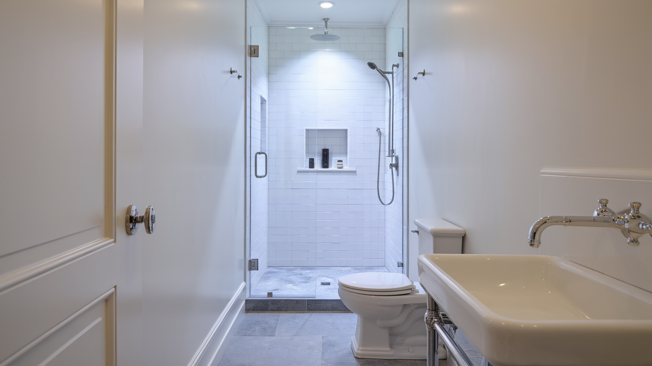 center wall shower small bathroom walk in shower idea