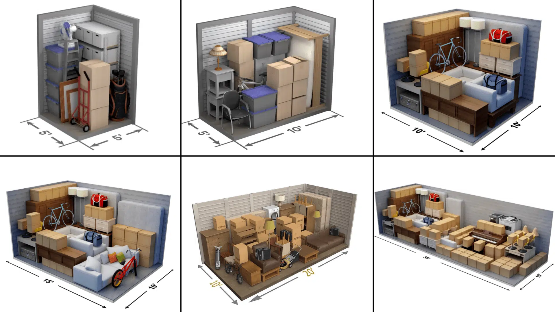common storage unit sizes explained