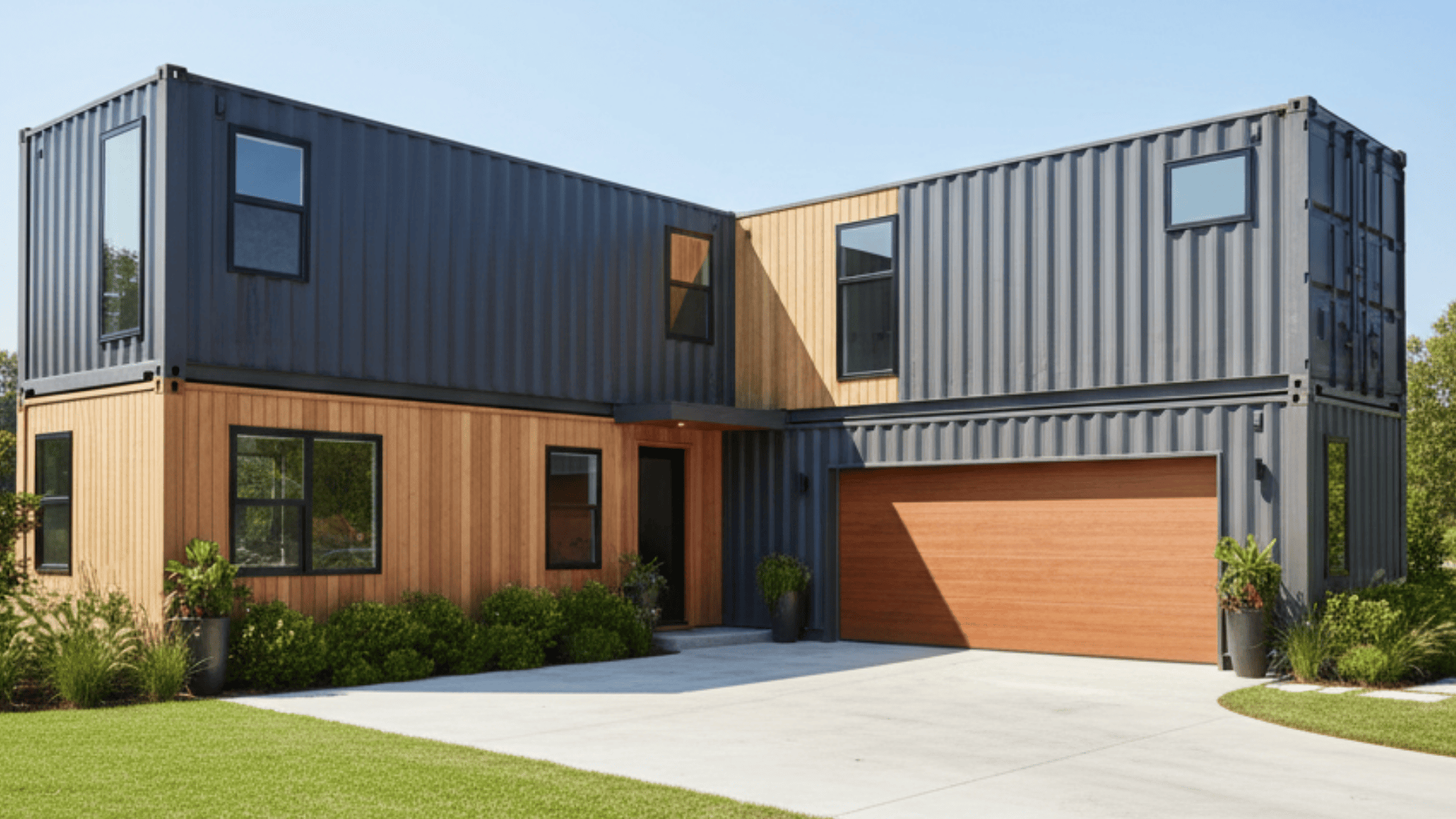 container home with garage