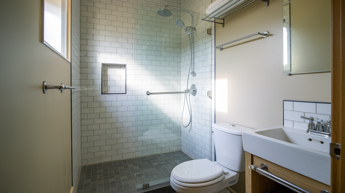 doorless panel small bathroom walk in shower idea