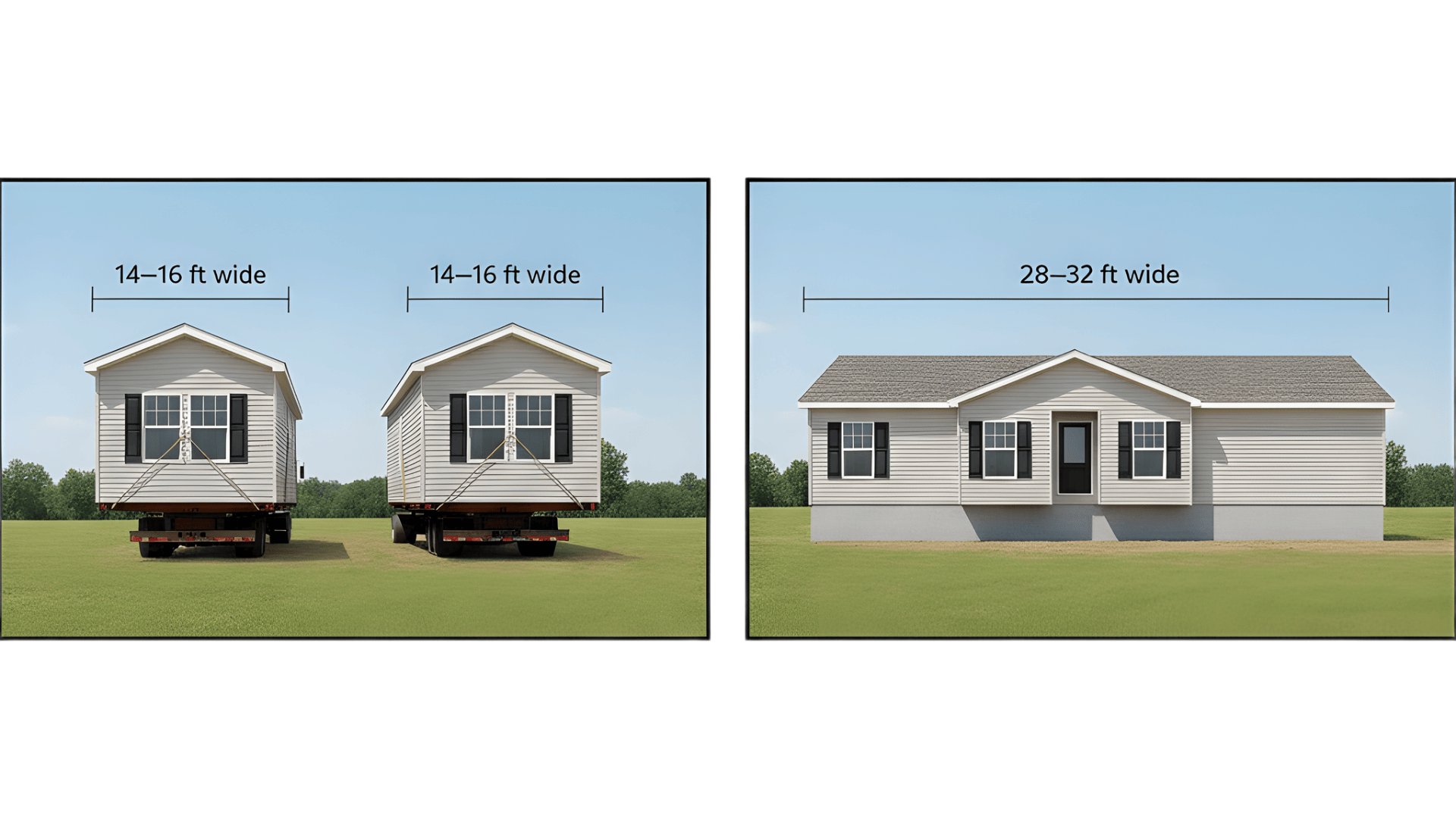 double wide width during transport vs on site