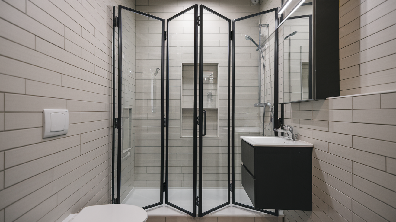 foldable glass layout small bathroom walk in shower idea