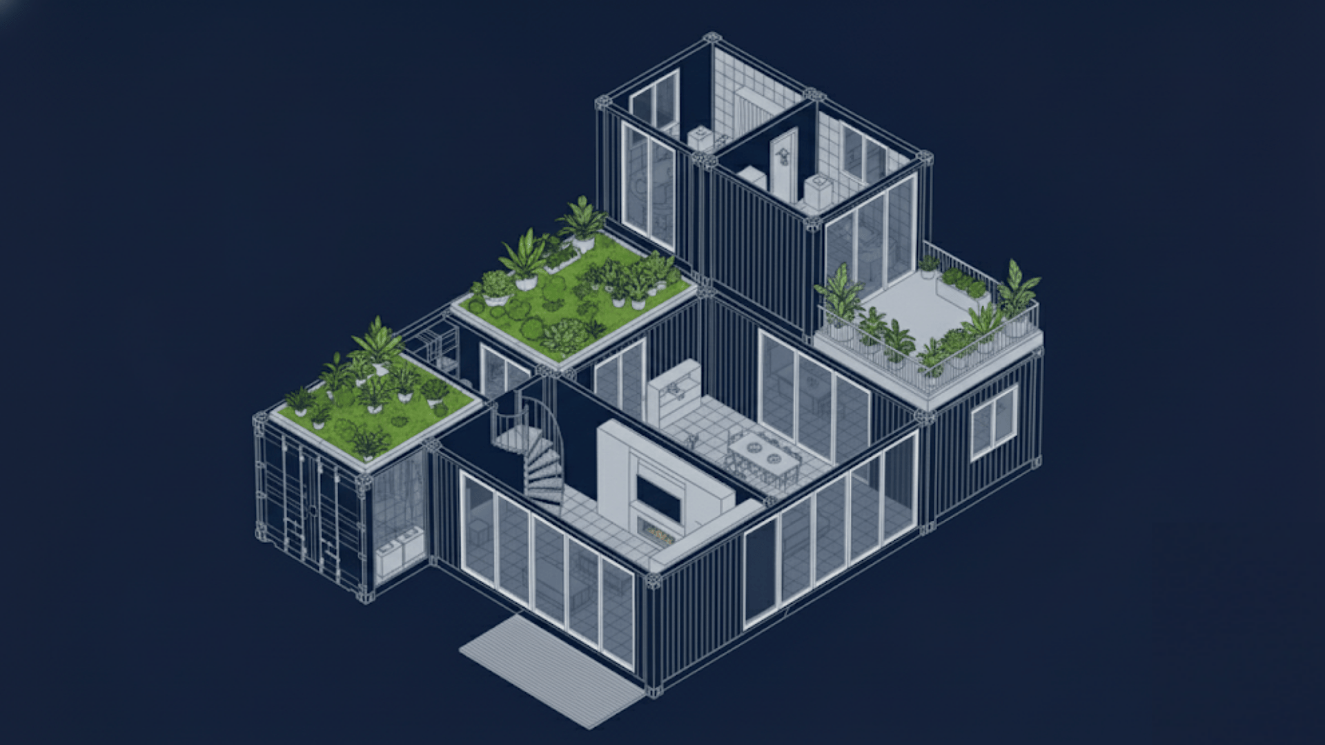 green roof container home