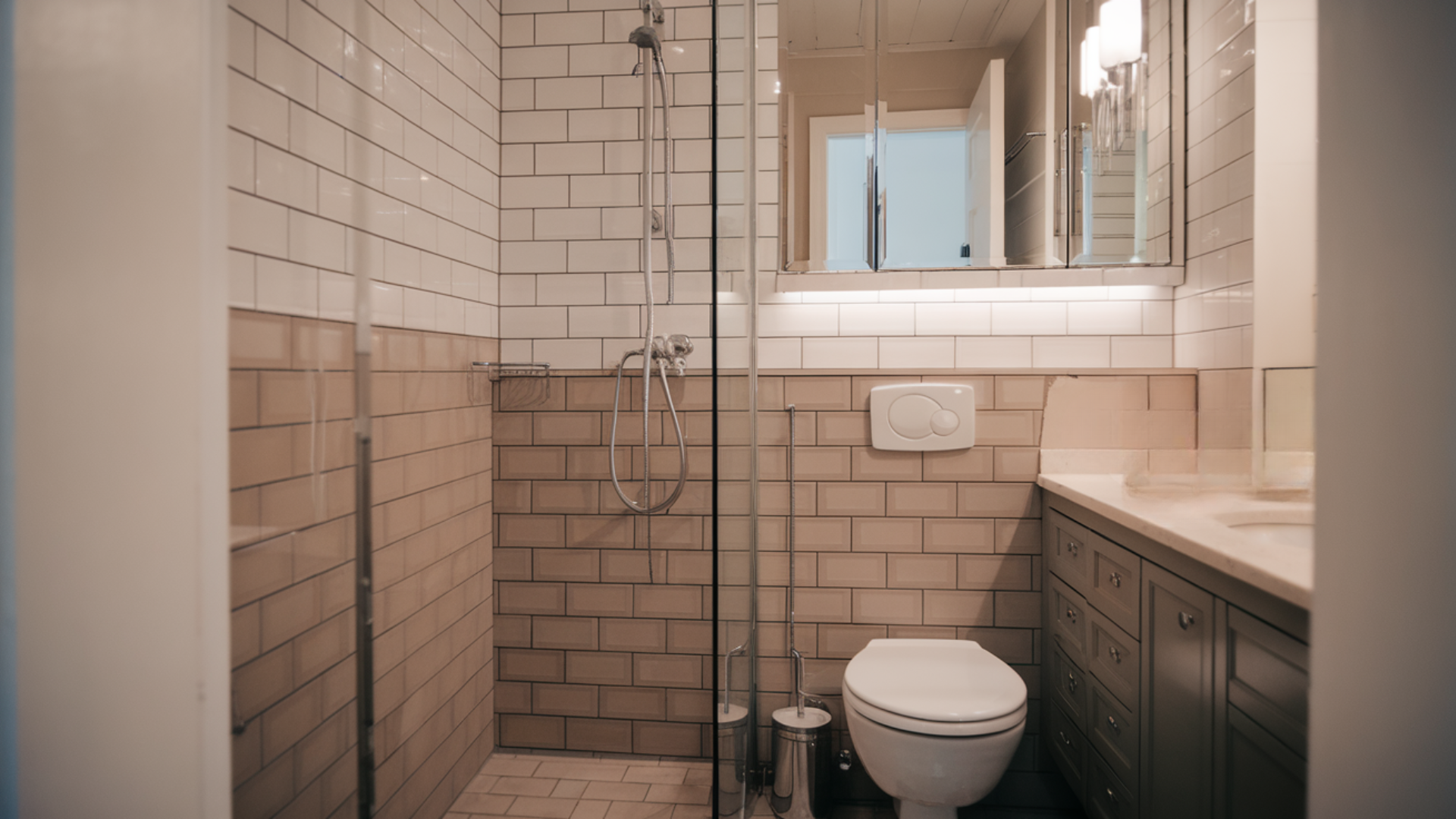 half wall divider small bathroom walk in shower idea