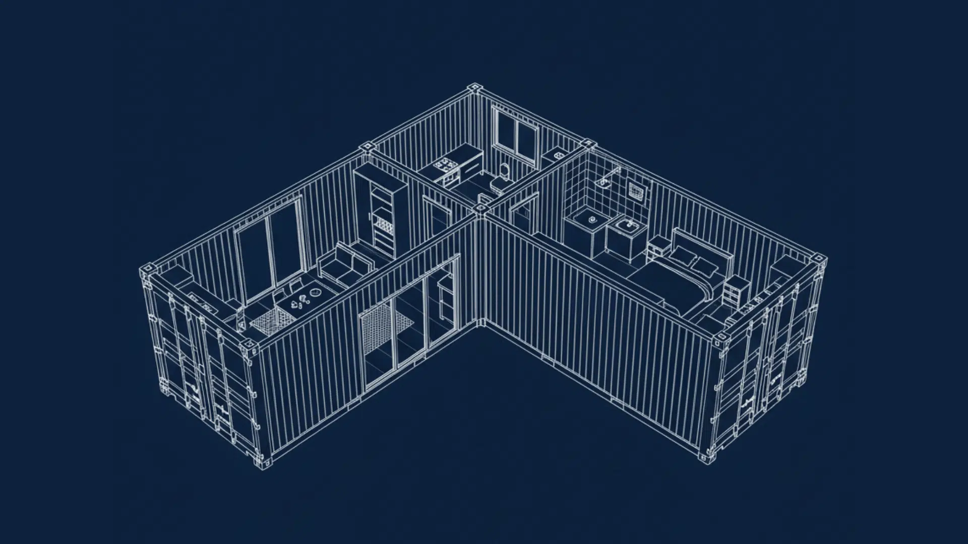 l shaped two container plan