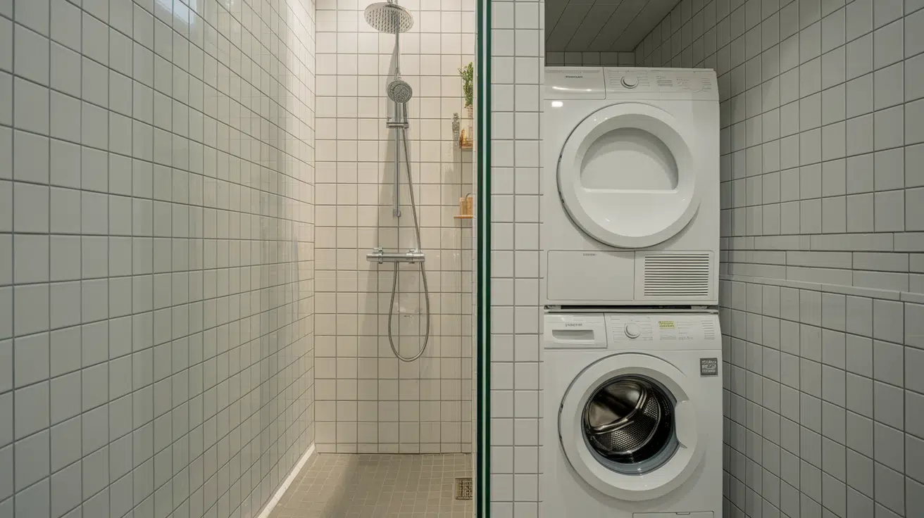 laundry combo small bathroom walk in shower idea