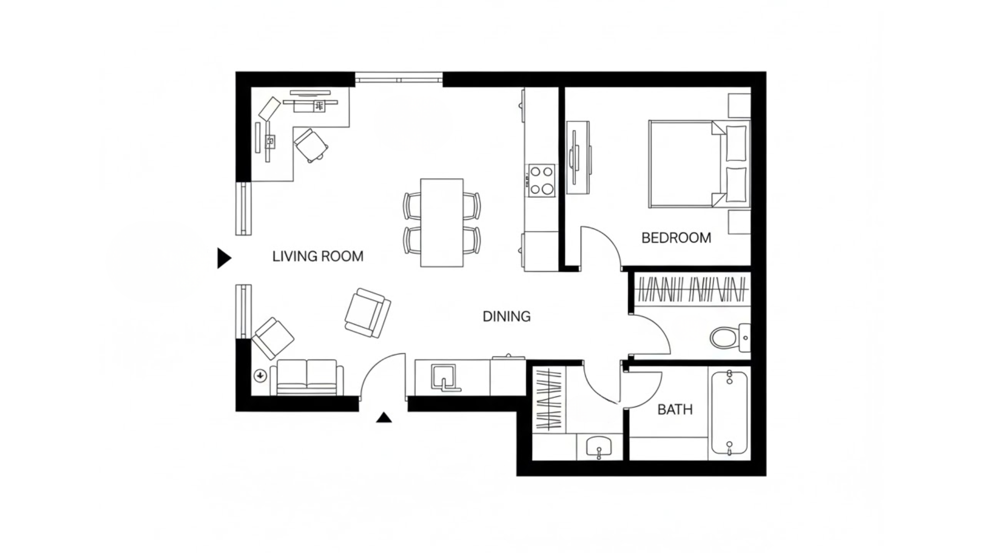 one bedroom office nook small house floor plans
