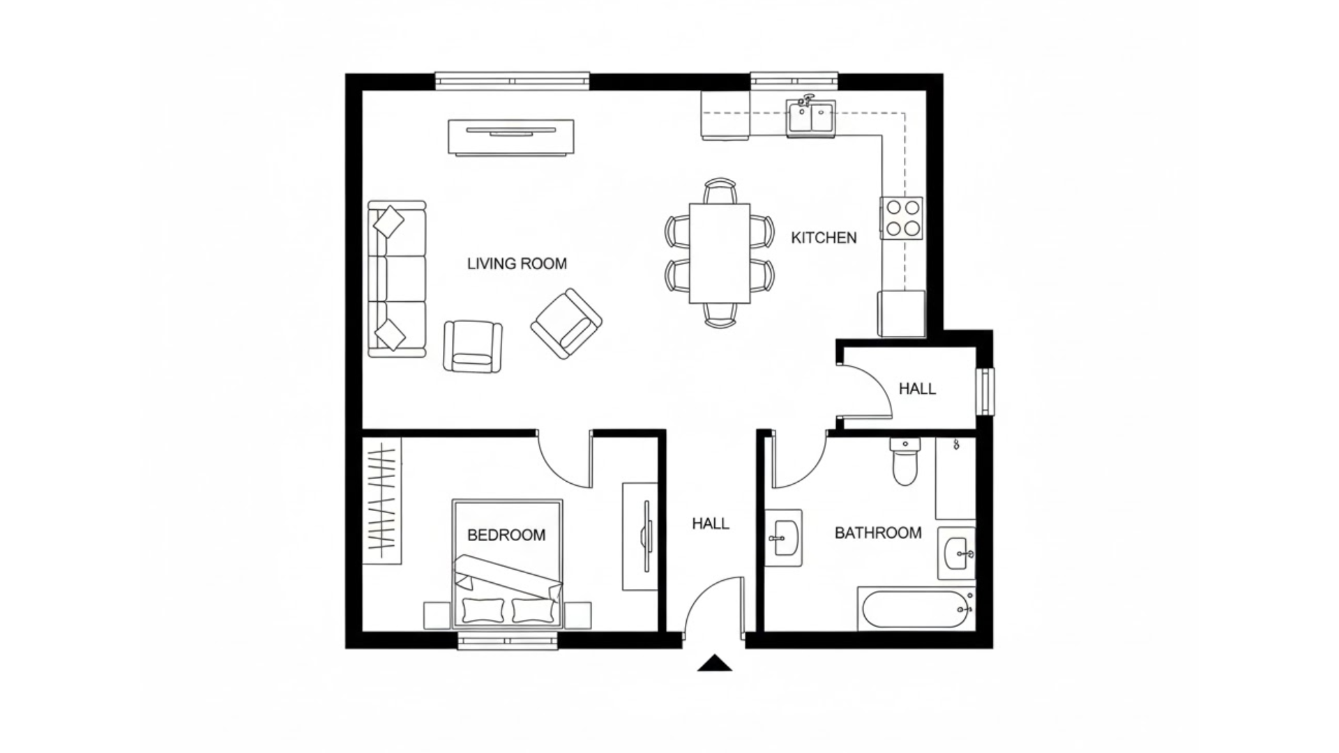 one bedroom open concept starter home small house floor plans