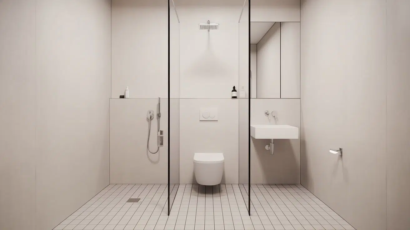 open ended half wall small bathroom walk in shower idea