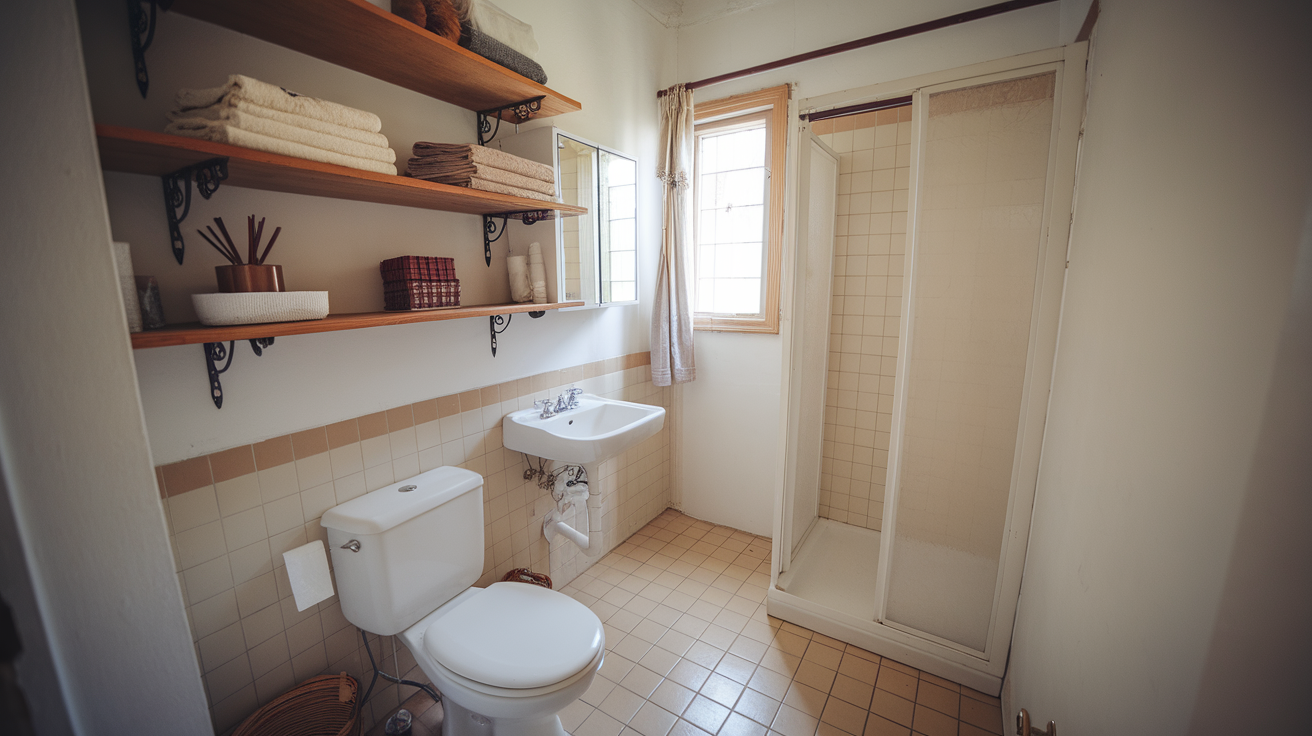 over the toilet shelving unit tiny house interior