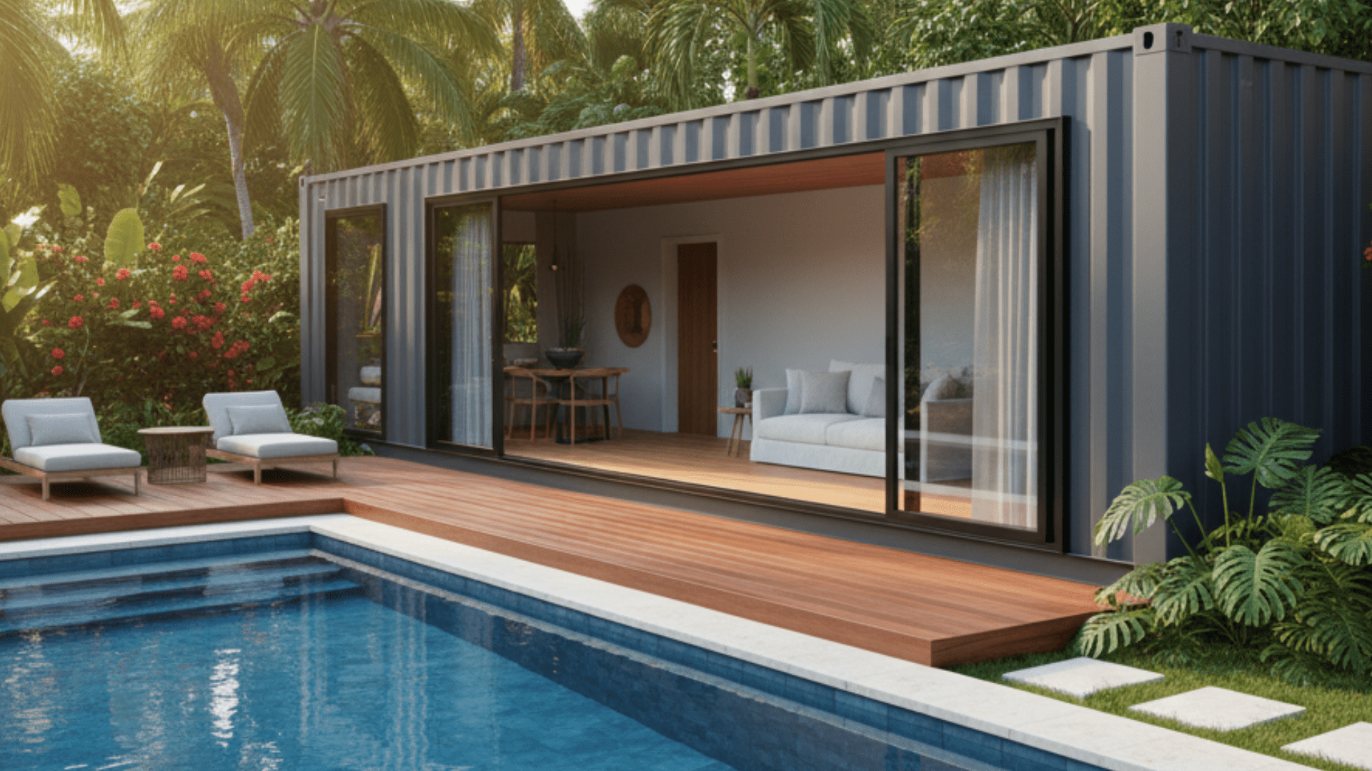 poolside container home