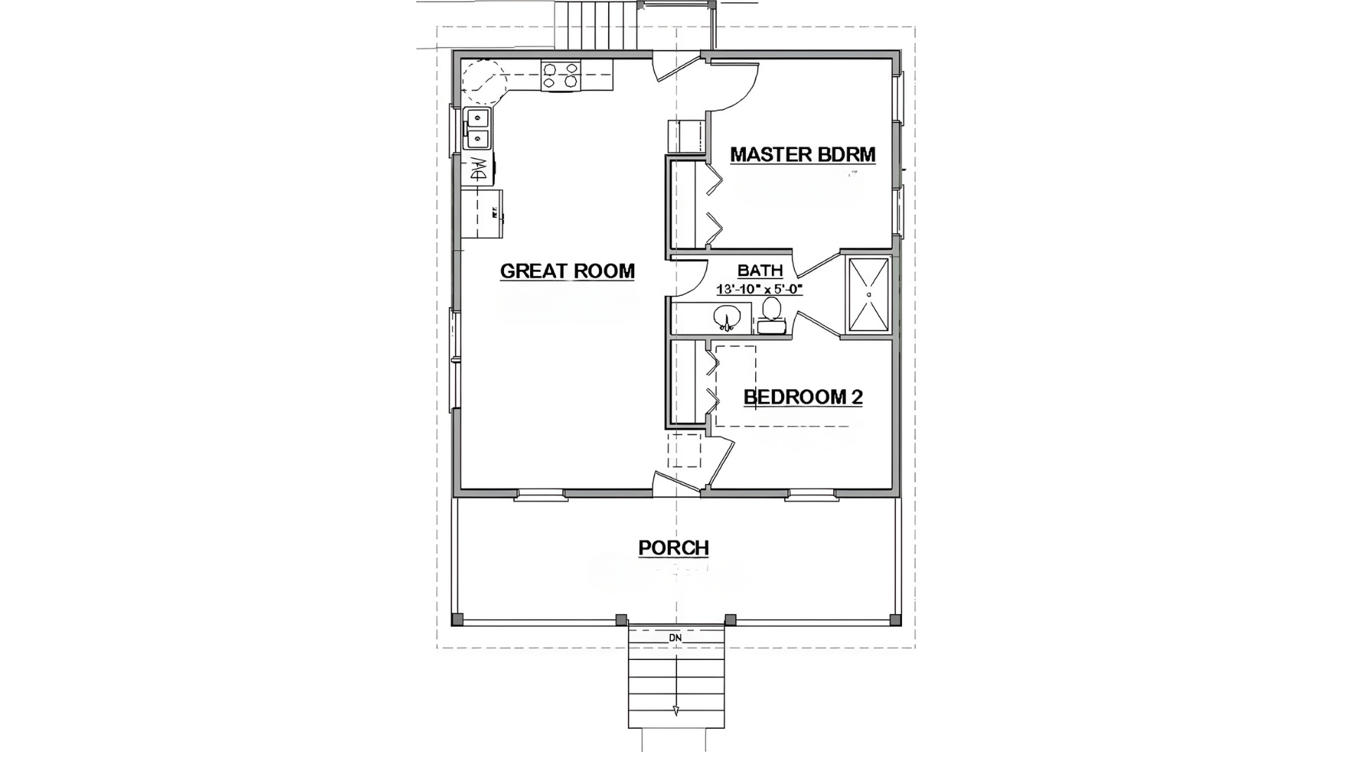 porch extended single story layouts two bedroom tiny home