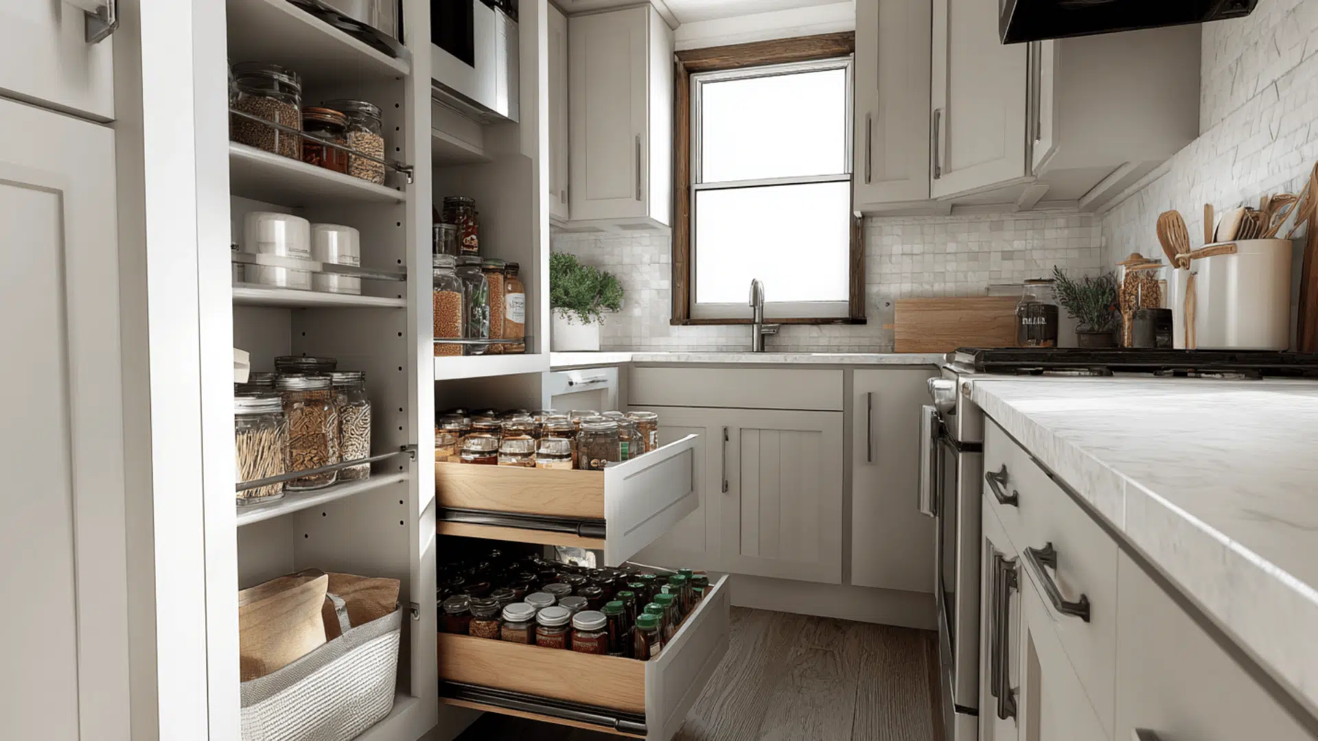 pull out pantry system tiny home kitchen interior design ideas