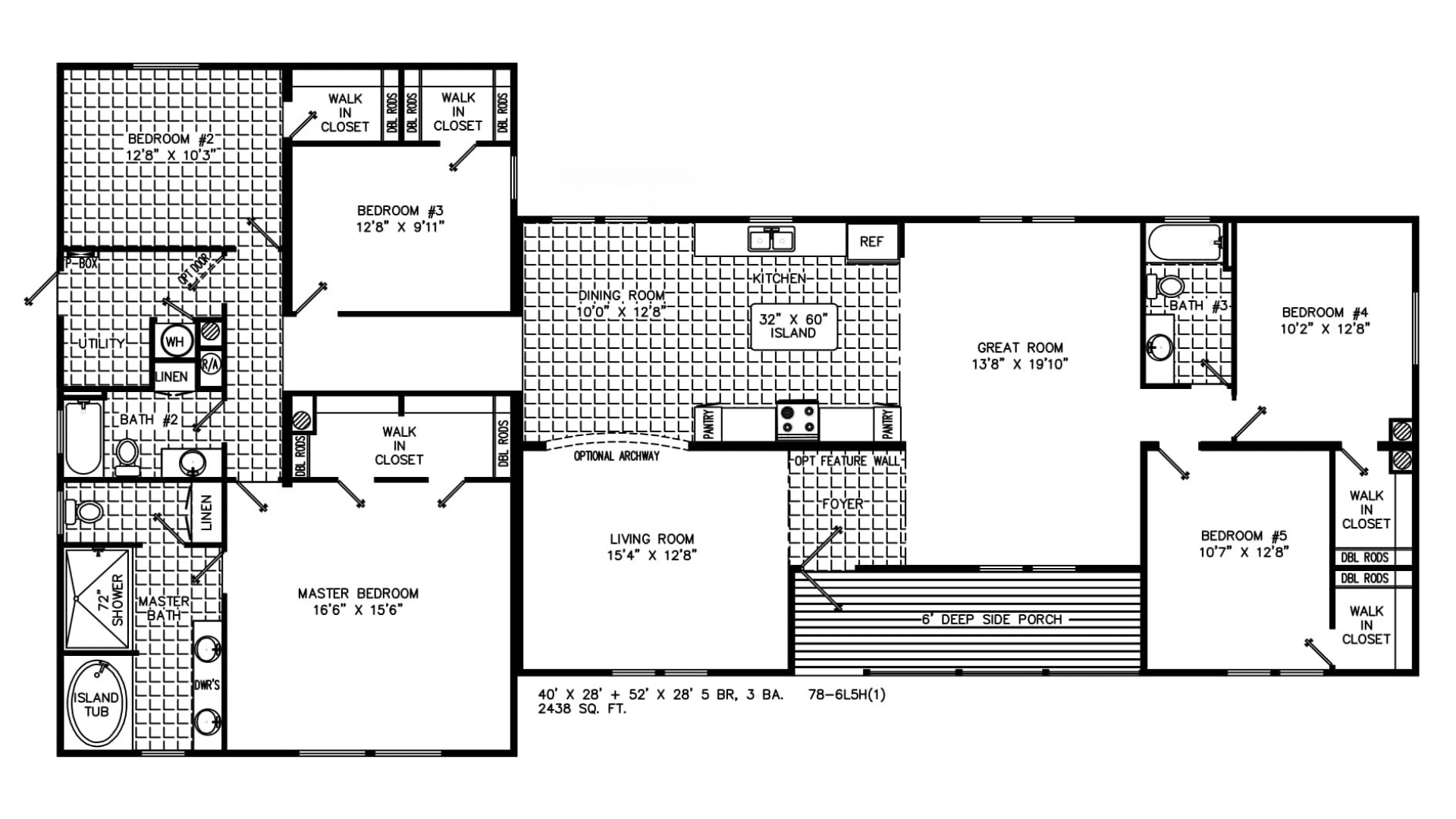 quadruple wide mobile home floor plan top down view