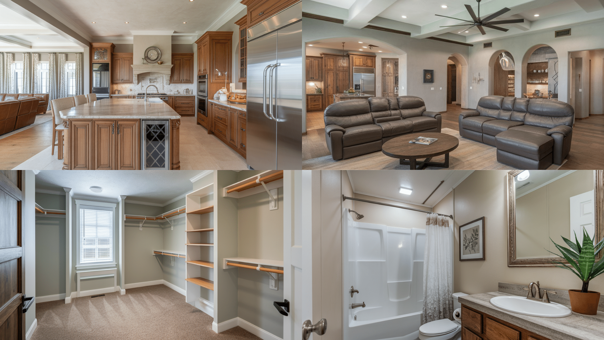 quadruple wide mobile home open layout modern interior