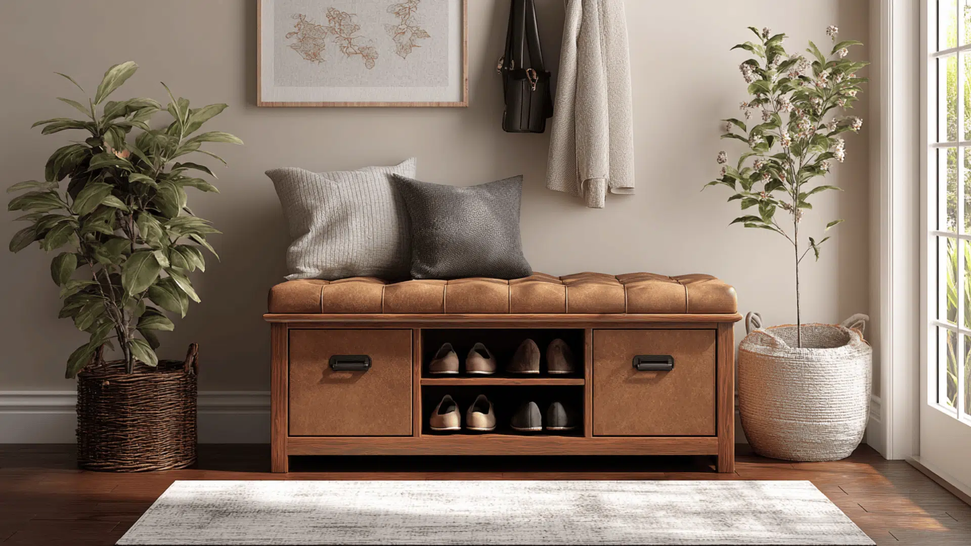 shoe storage bench for studio apartment storage ideas