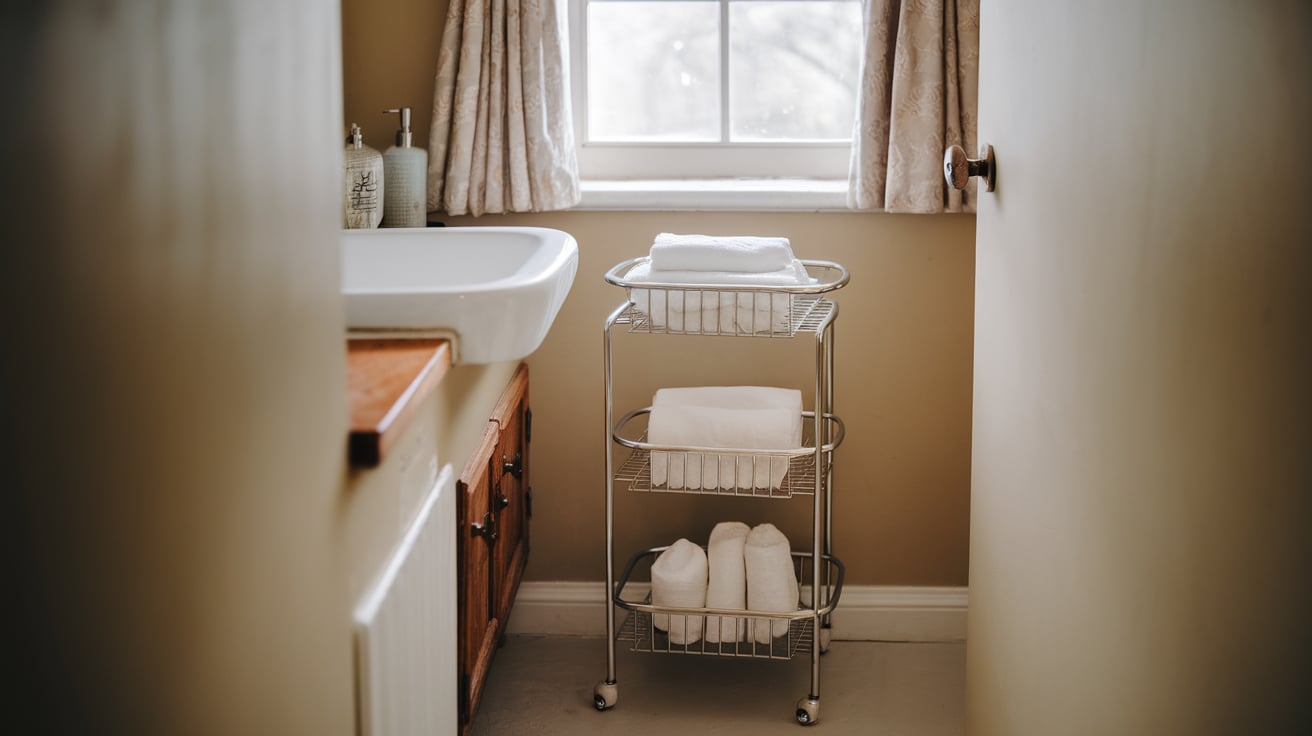 slim rolling cart flexible storage tiny house interior