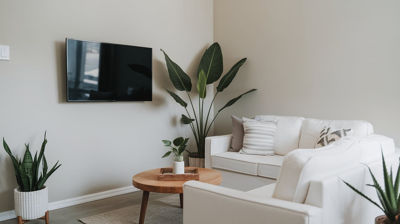 tv on swivel wall mount tiny house interior