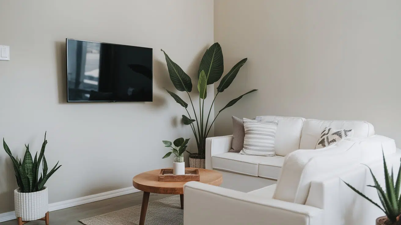 tv on swivel wall mount tiny house interior