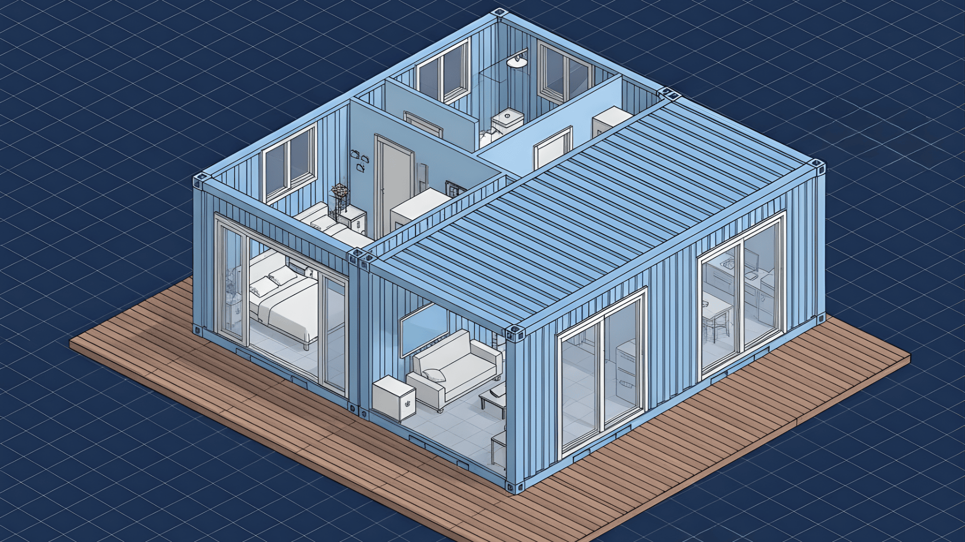 two container side by side layout tiny home layout