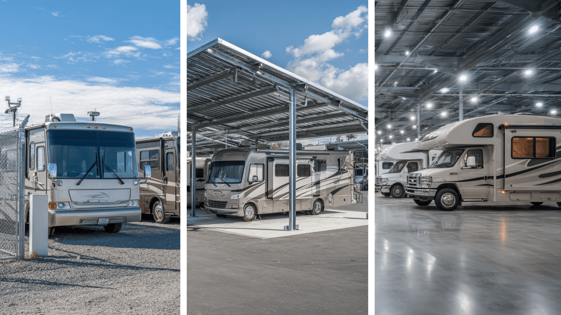types of rv storage outdoor covered and indoor