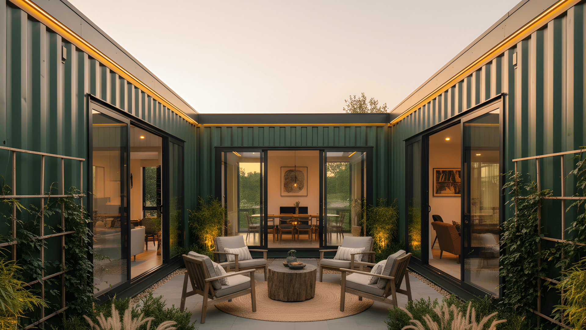 u shaped container home