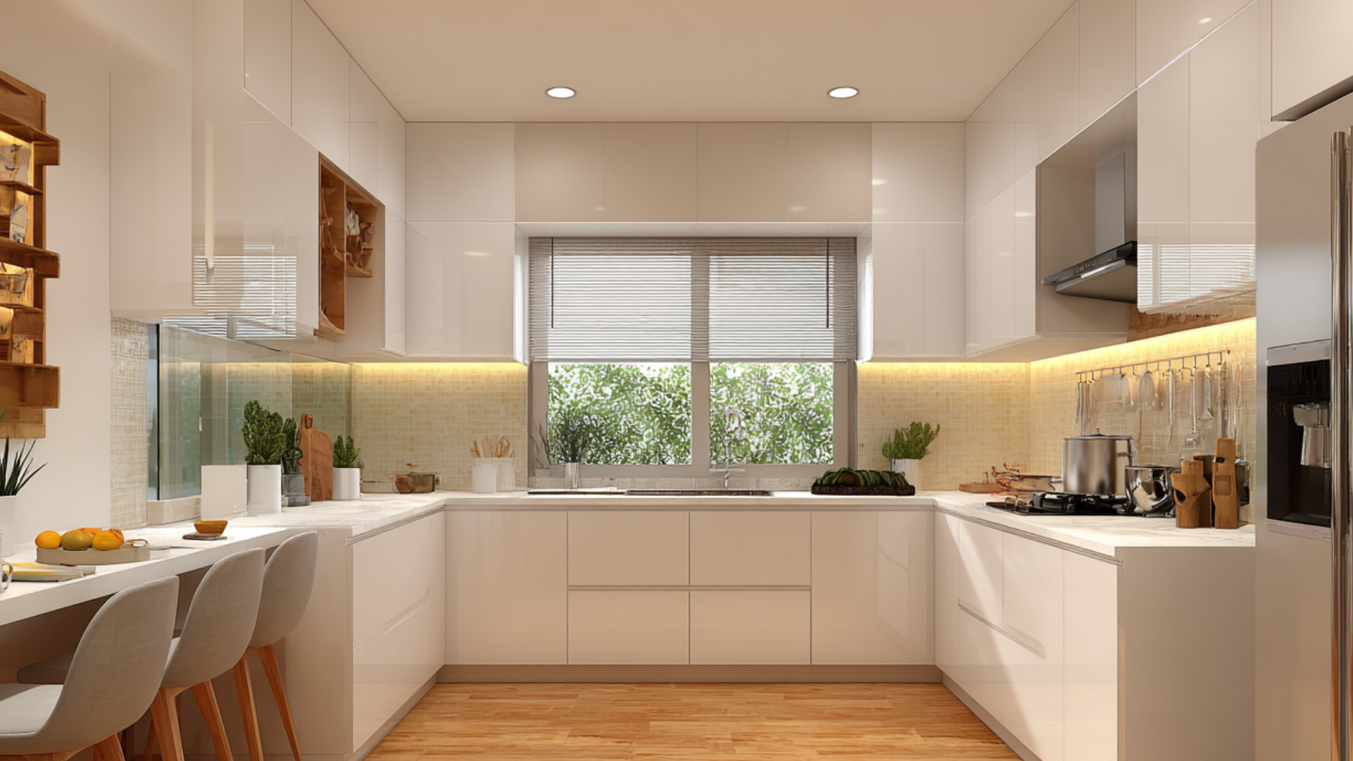 u shaped kitchen with seating