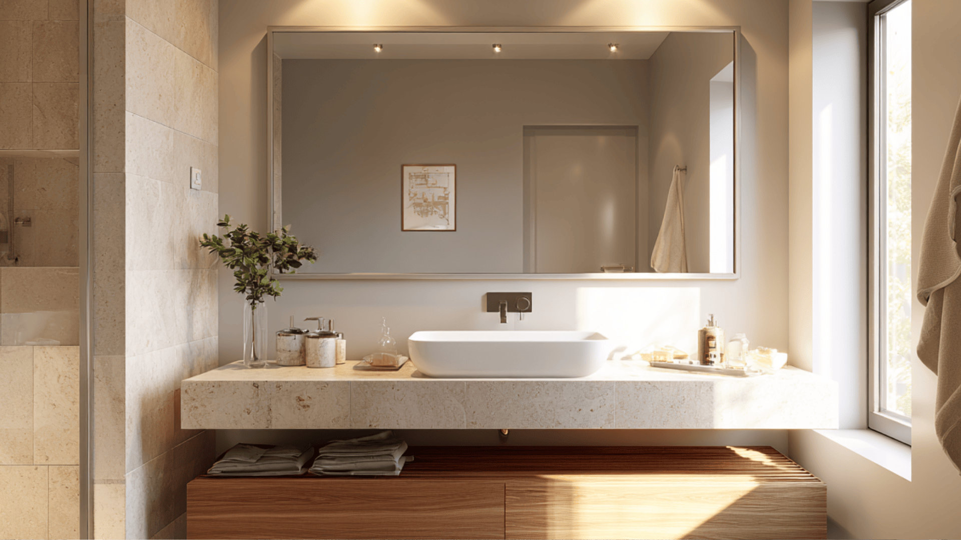 use large mirrors to open the space