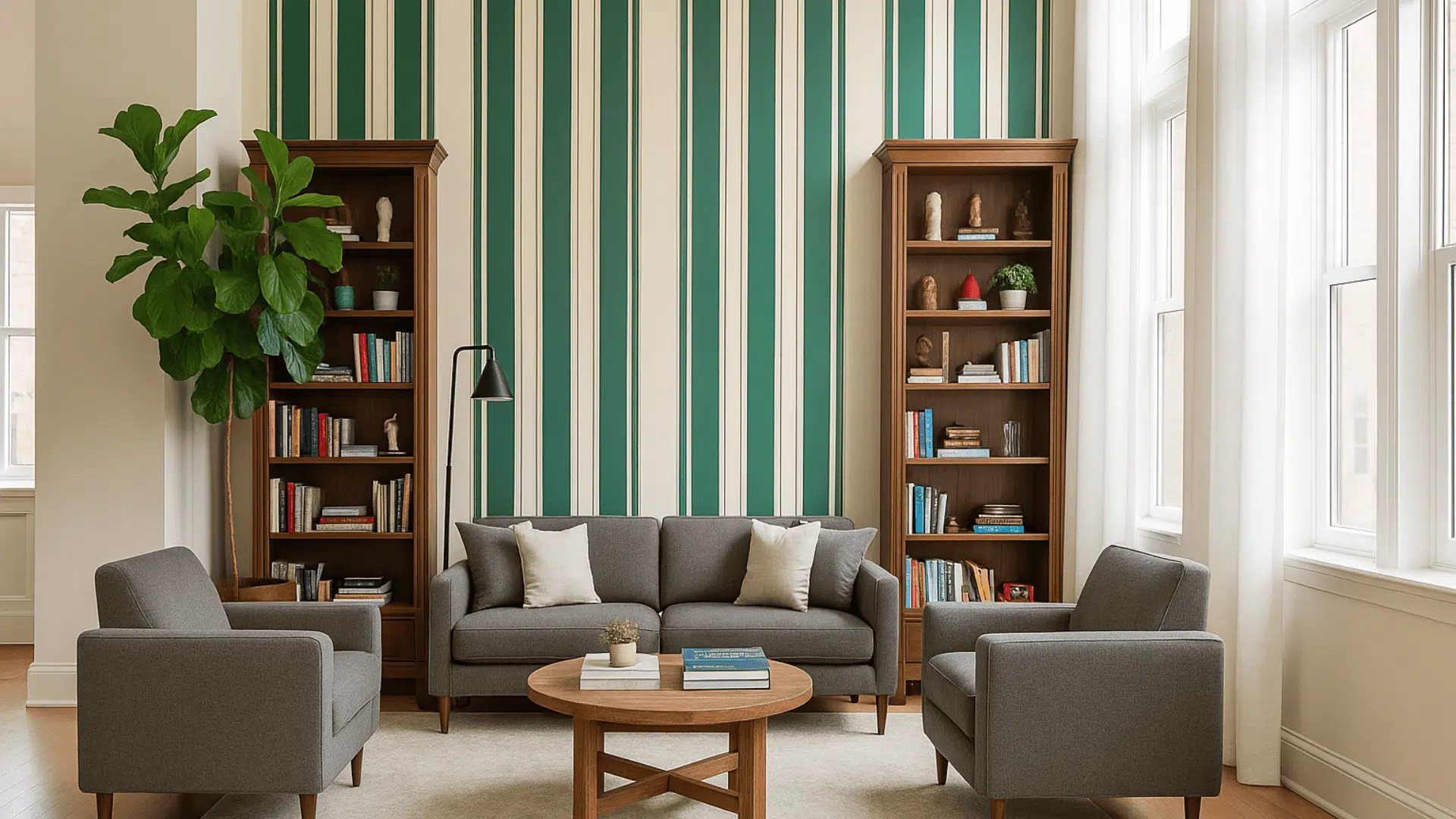 using vertical stripes or tall decor