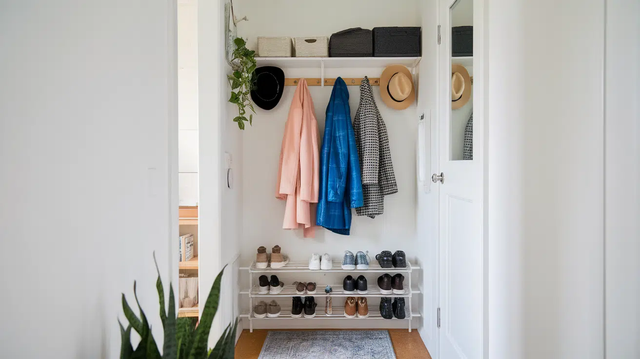 wall mounted coat rack with shoe shelf tiny house interior