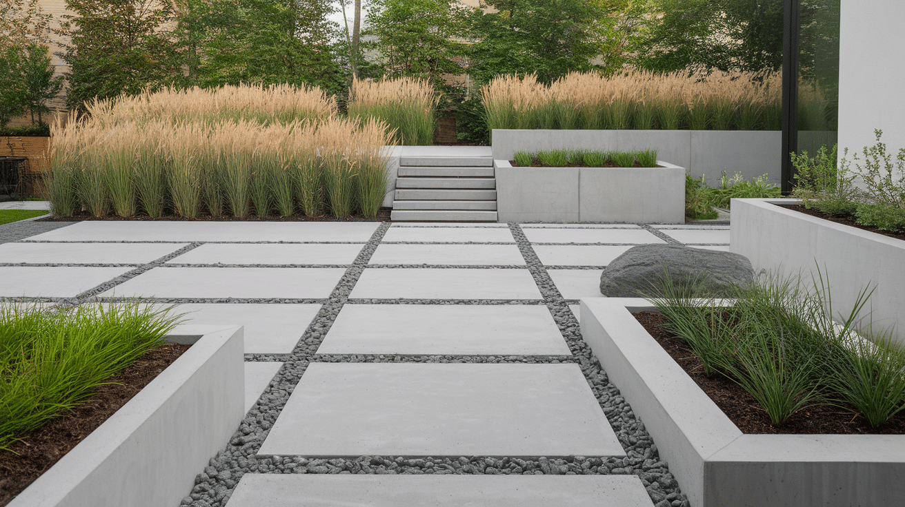 modern landscaping clean lines gravel pavers contemporary exterior