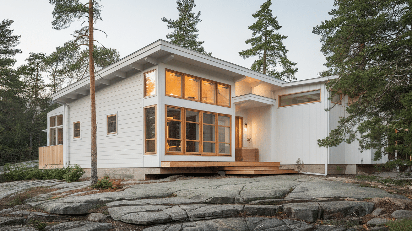 scandinavian modern light wood soft tones contemporary exterior