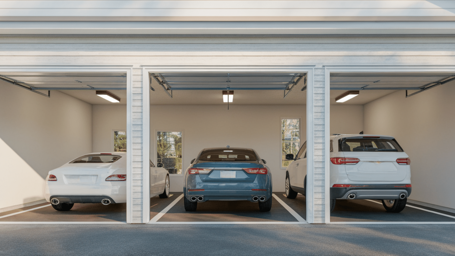 side by side 3 car garage layout