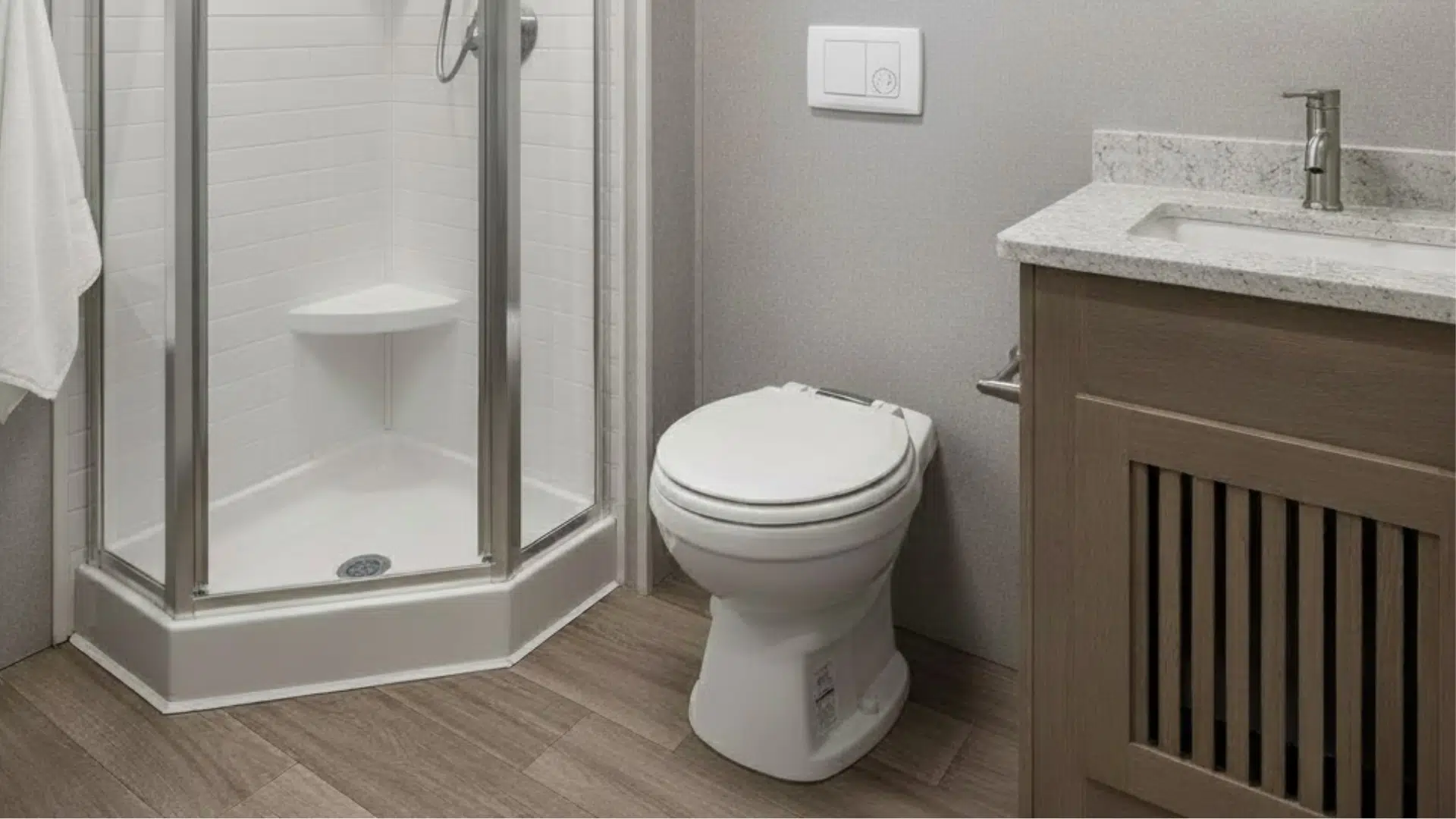 small class a rv bathroom space