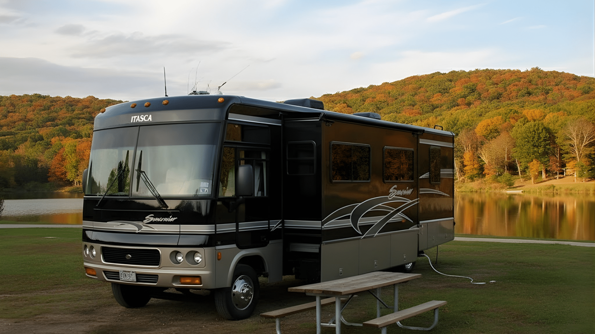 small class a rv slide out living space