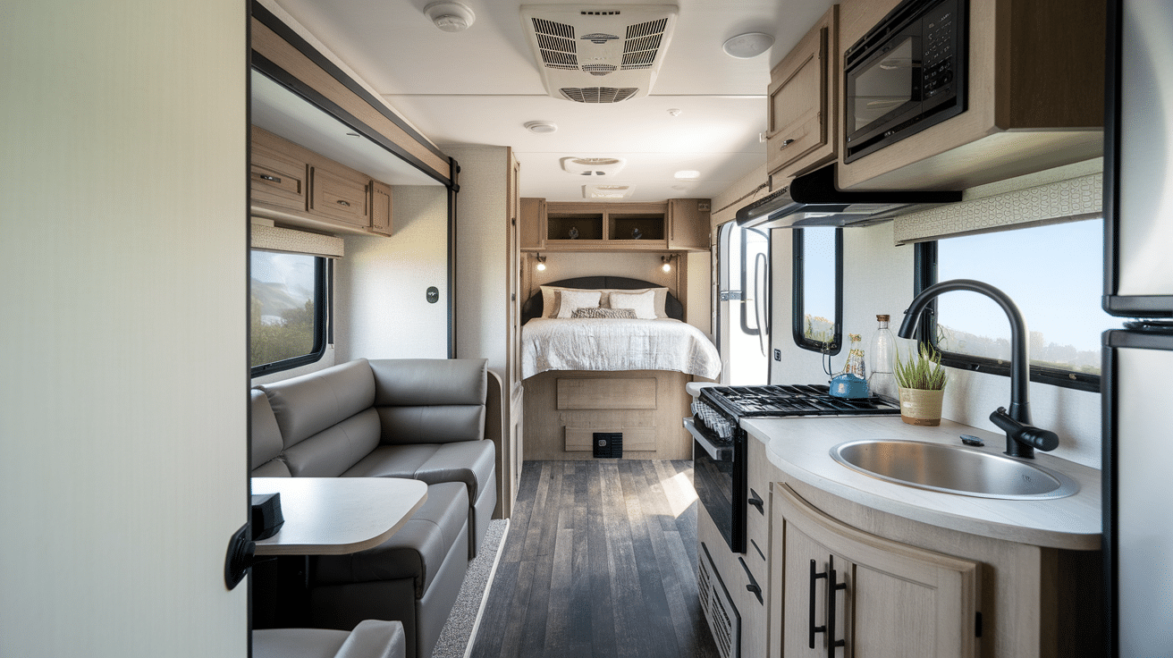 small class a rv smart  floorplan layout