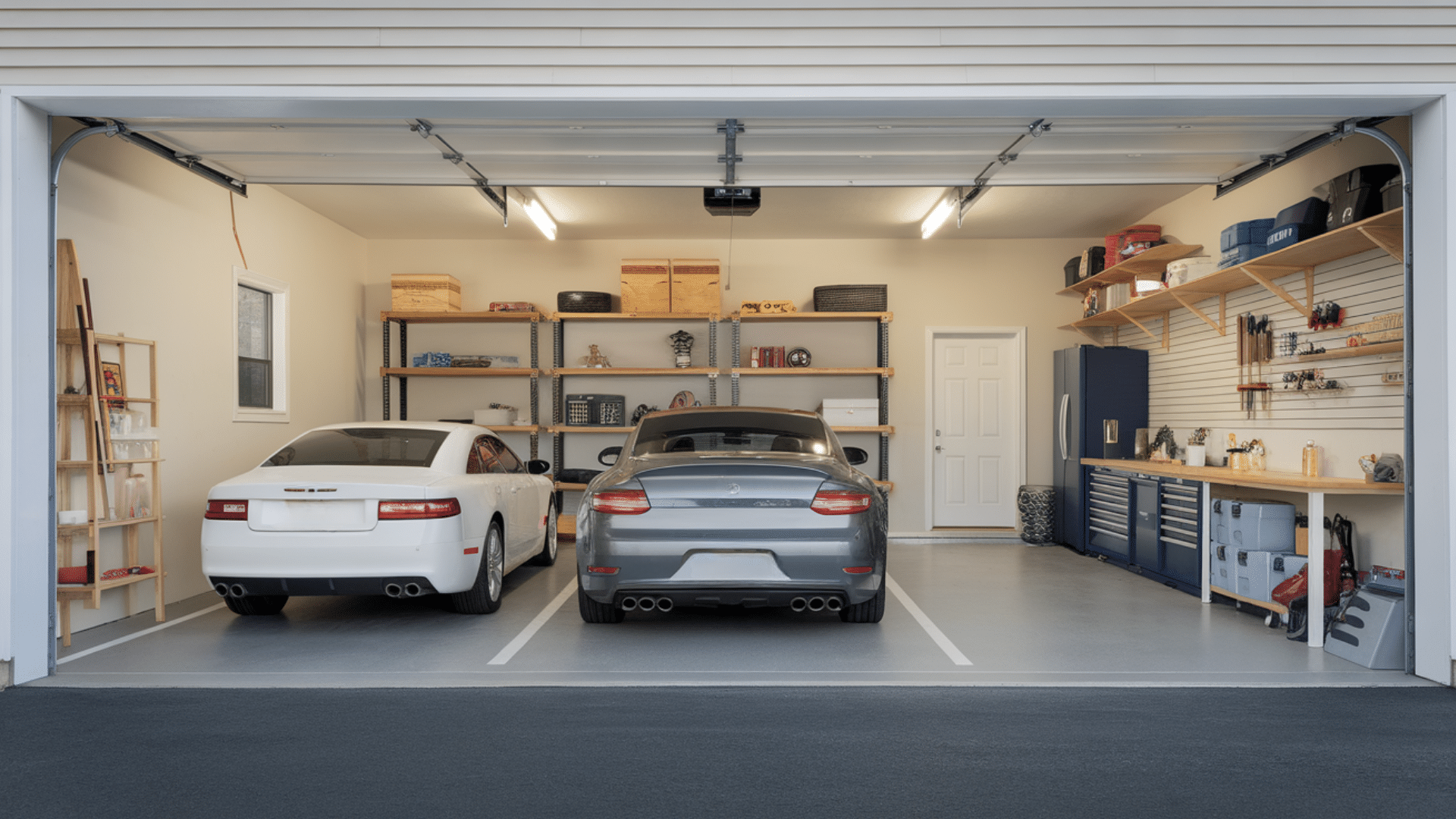 split bay 3 car garage layout