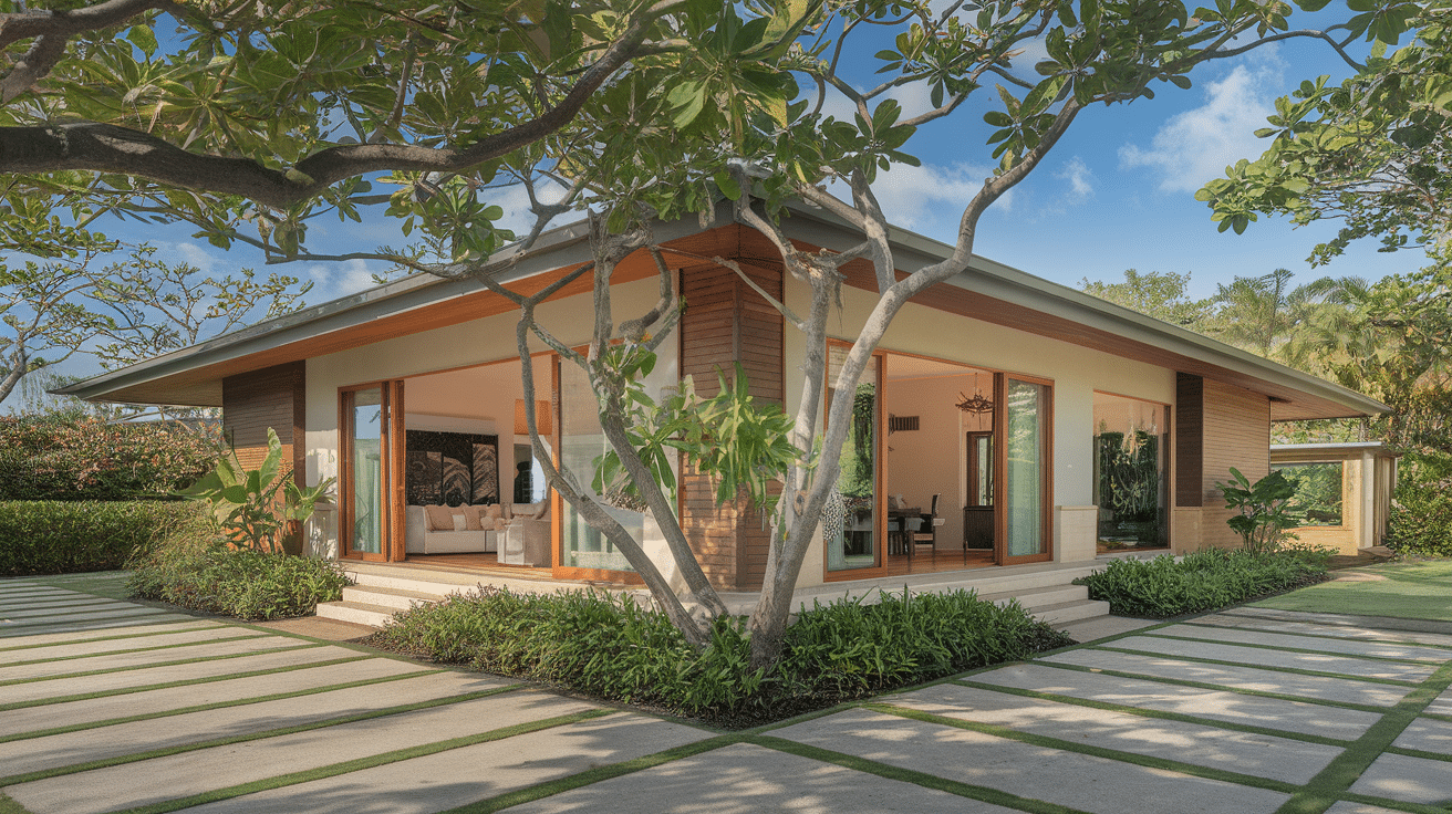 tropical modern indoor outdoor warm wood contemporary exterior