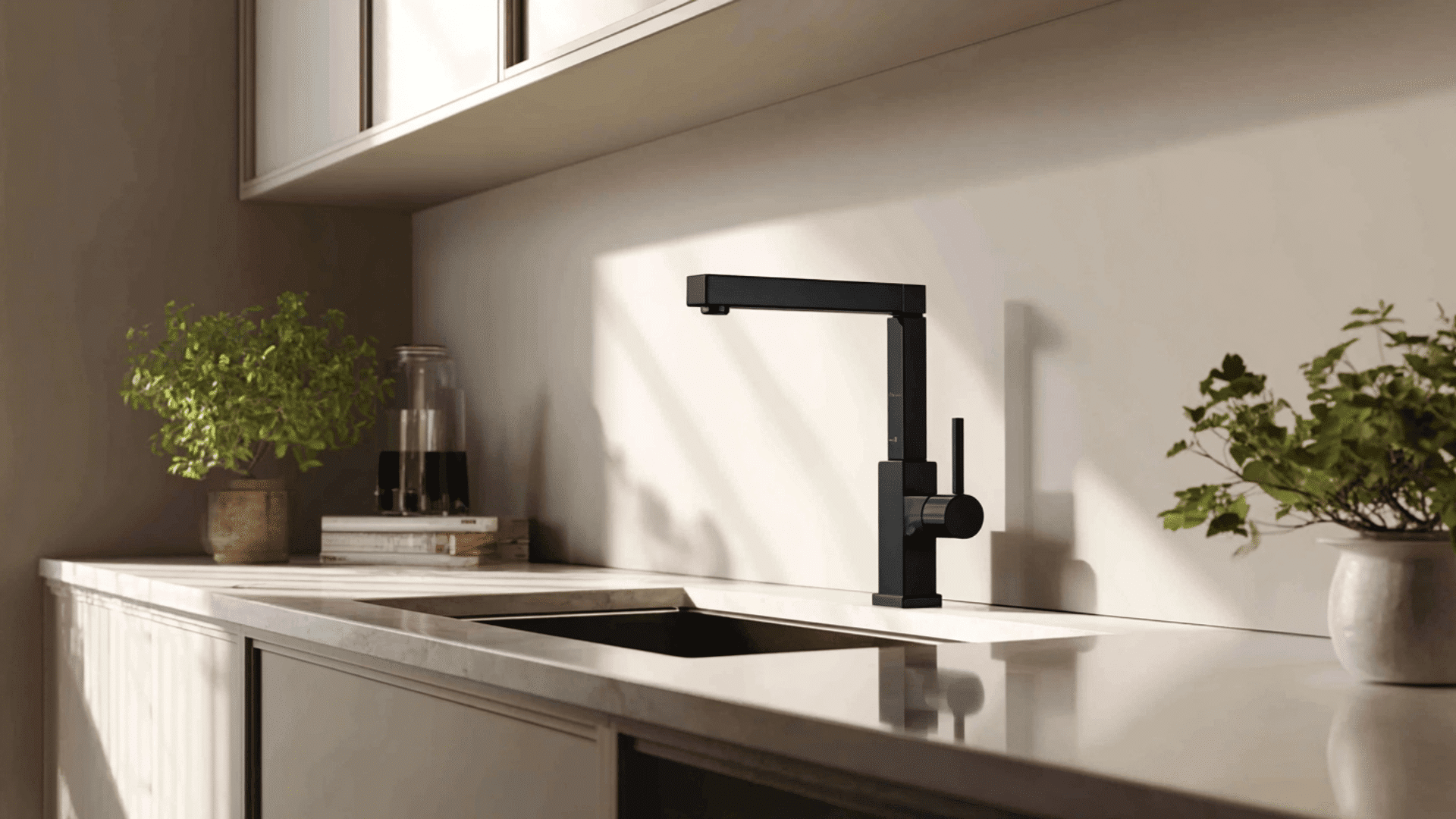 all black faucet with straight angles