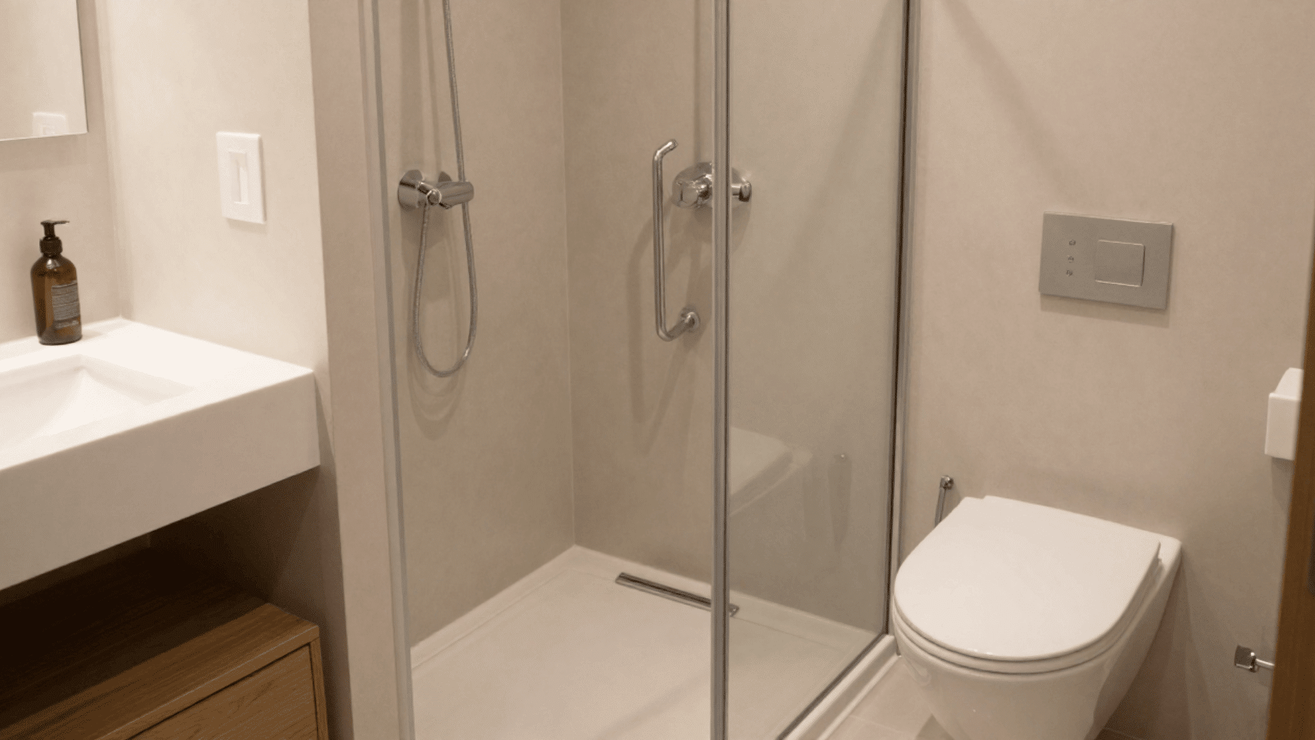 compact shower wall hung toilet